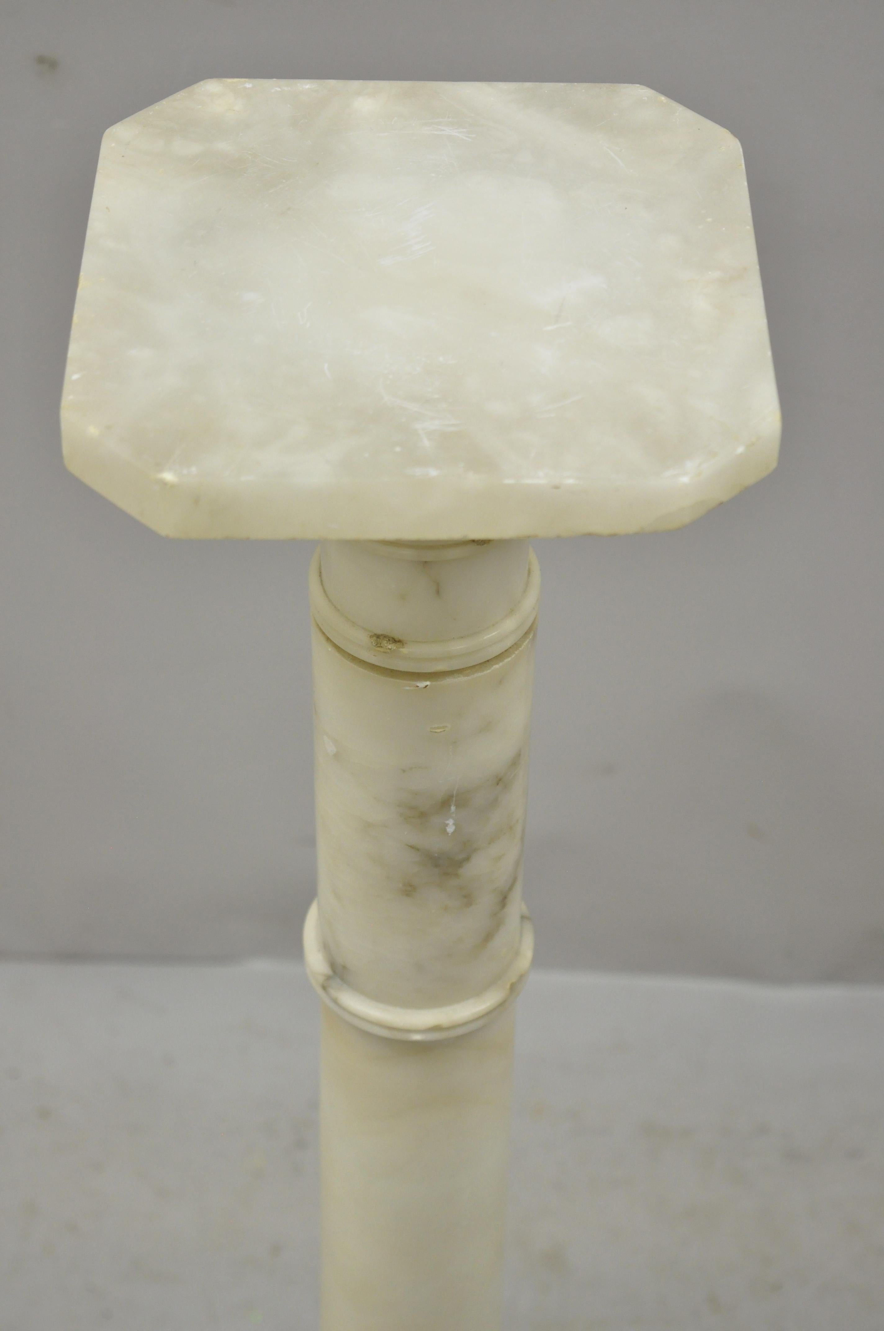 Classical Greek Italian Carved Alabaster Marble Classical Column Statue Pedestal Plant Stand