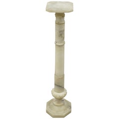 Italian Carved Alabaster Marble Classical Column Statue Pedestal Plant Stand