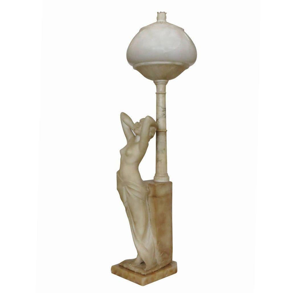 vintage carved alabaster lamp