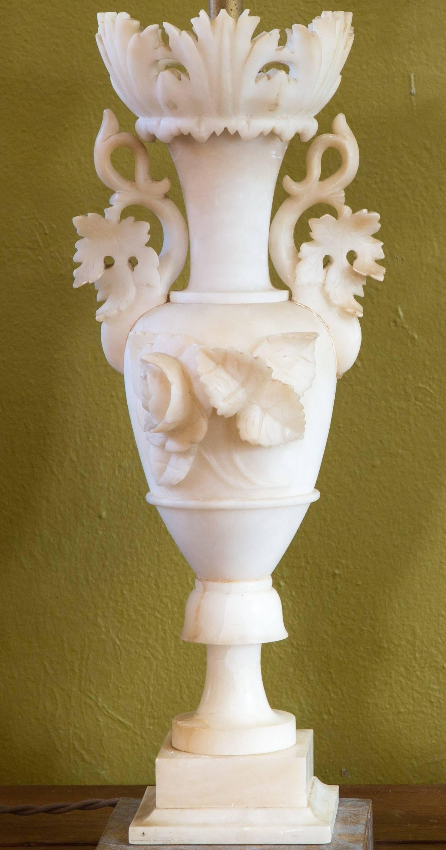 carved alabaster lamp