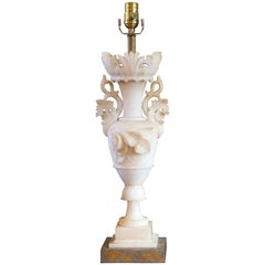 Italian Carved Alabaster Table Lamp, circa 1920