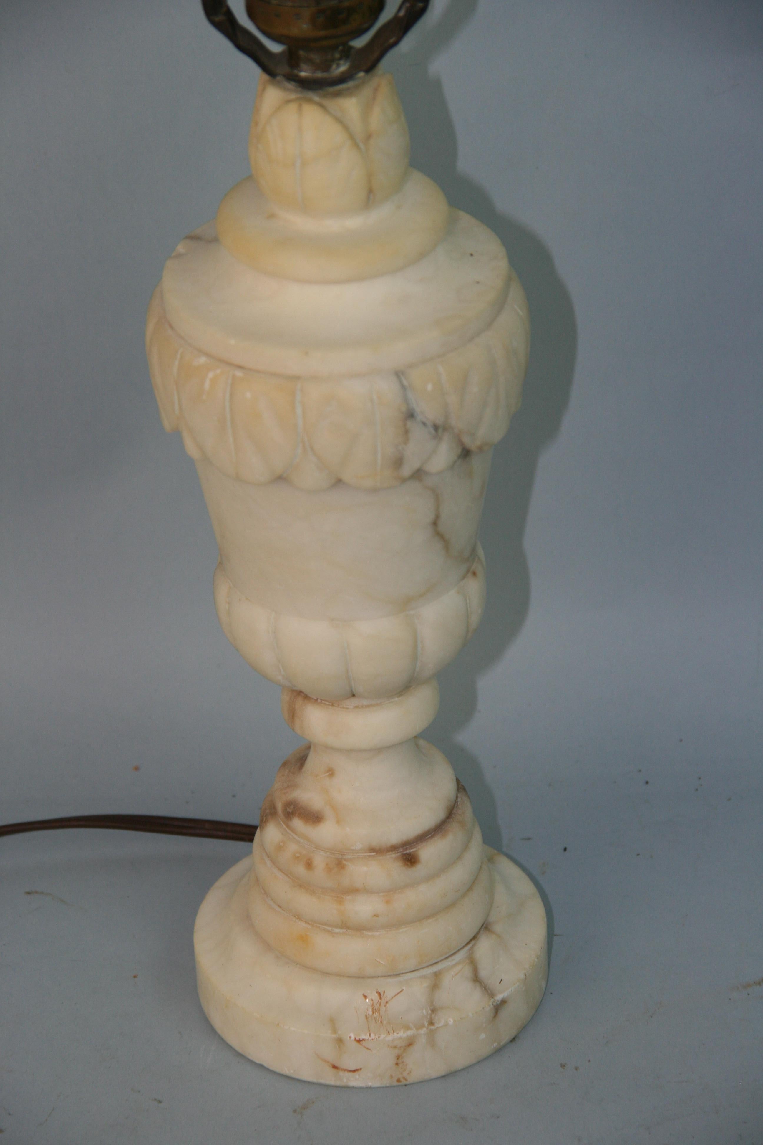 Italian Carved Alabaster Table Lamp 2