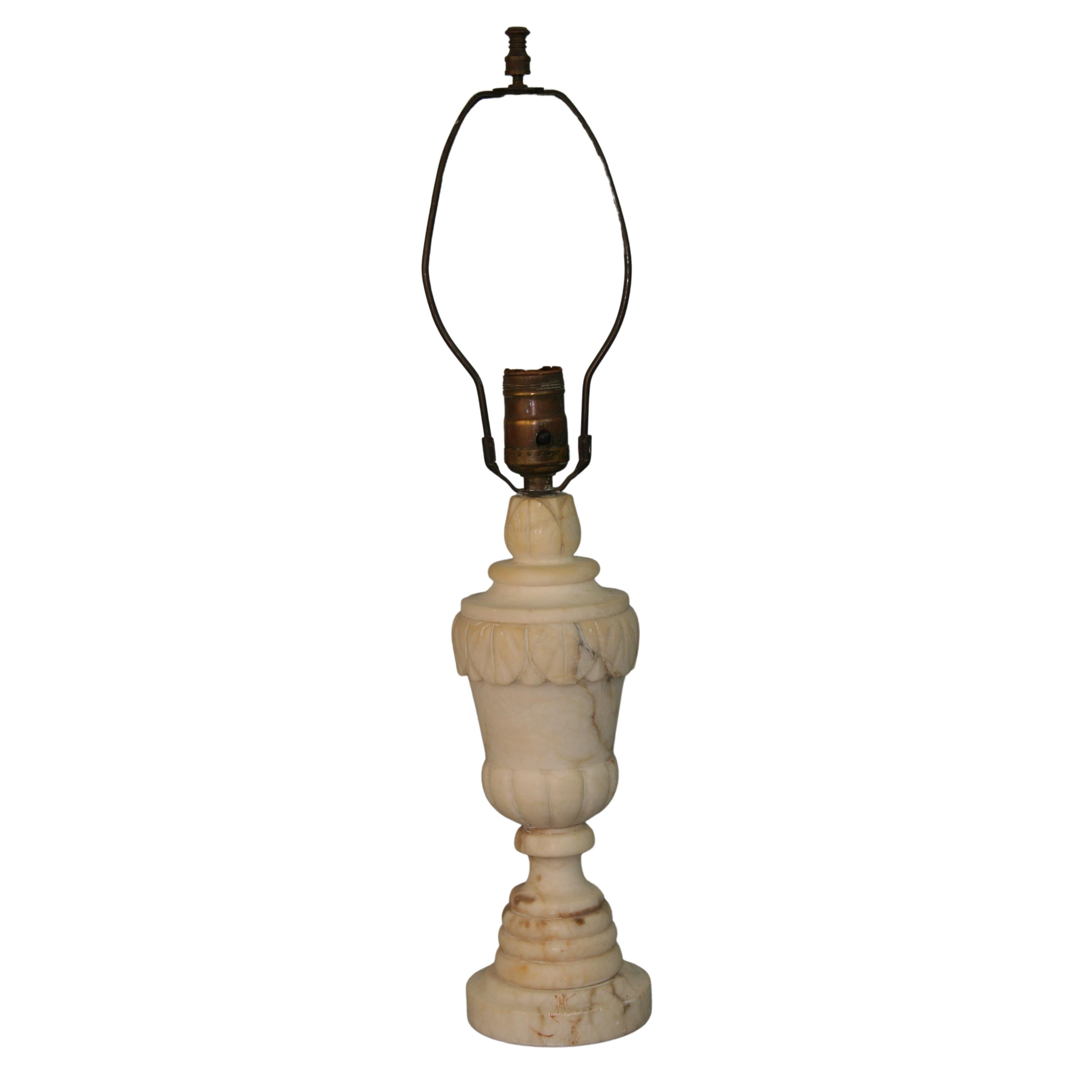 Italian Carved Alabaster Table Lamp