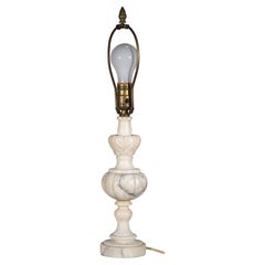 Italian Carved Alabaster Urn Table Lamp, Acanthus Leaves