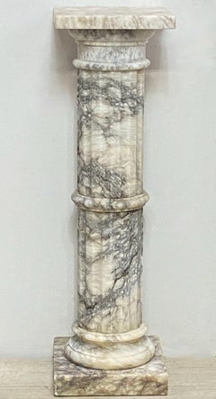 Italian Carved and Fluted Marble Column Pedestal