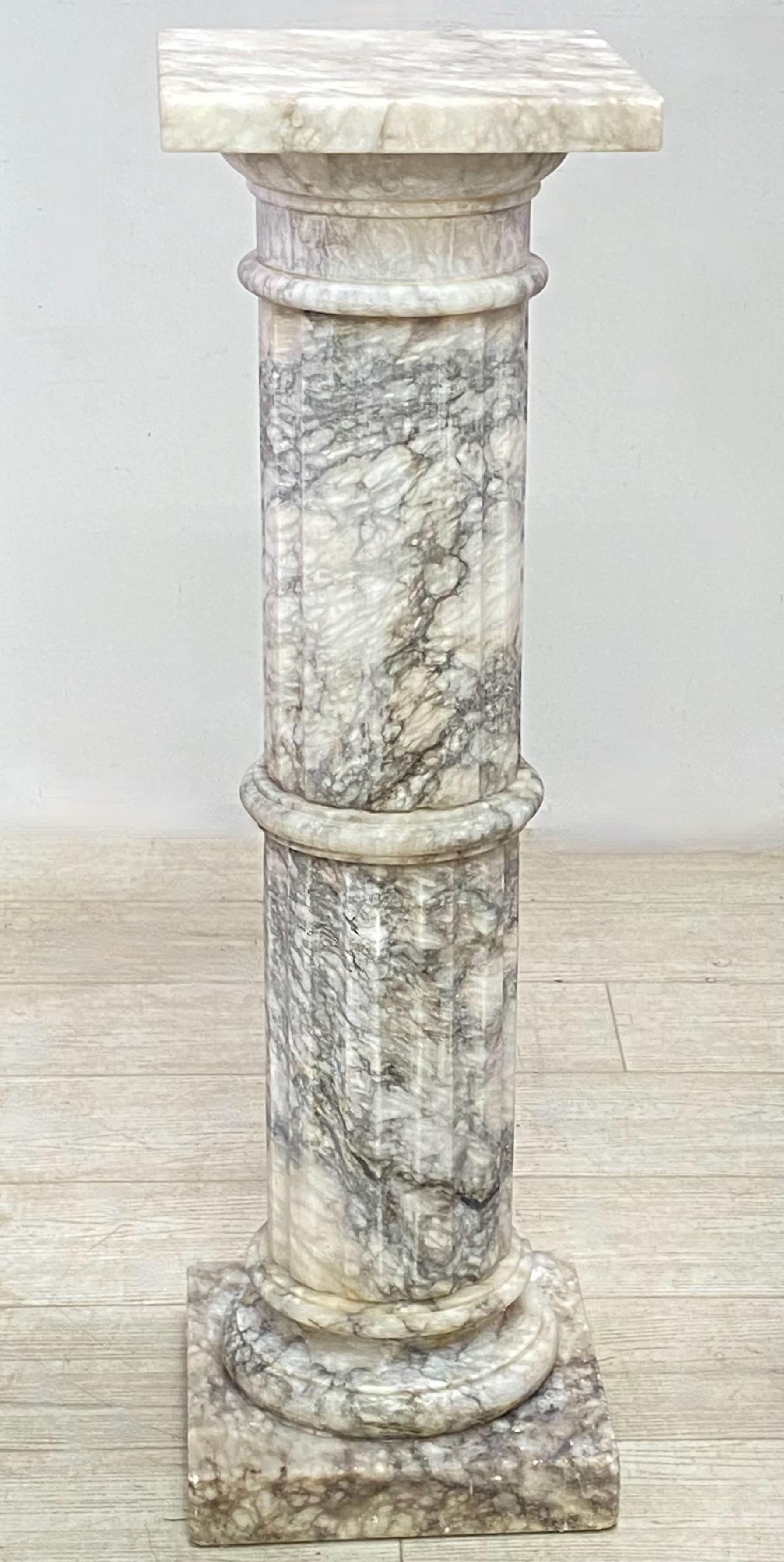 Classical Roman Italian Carved and Fluted Marble Column Pedestal