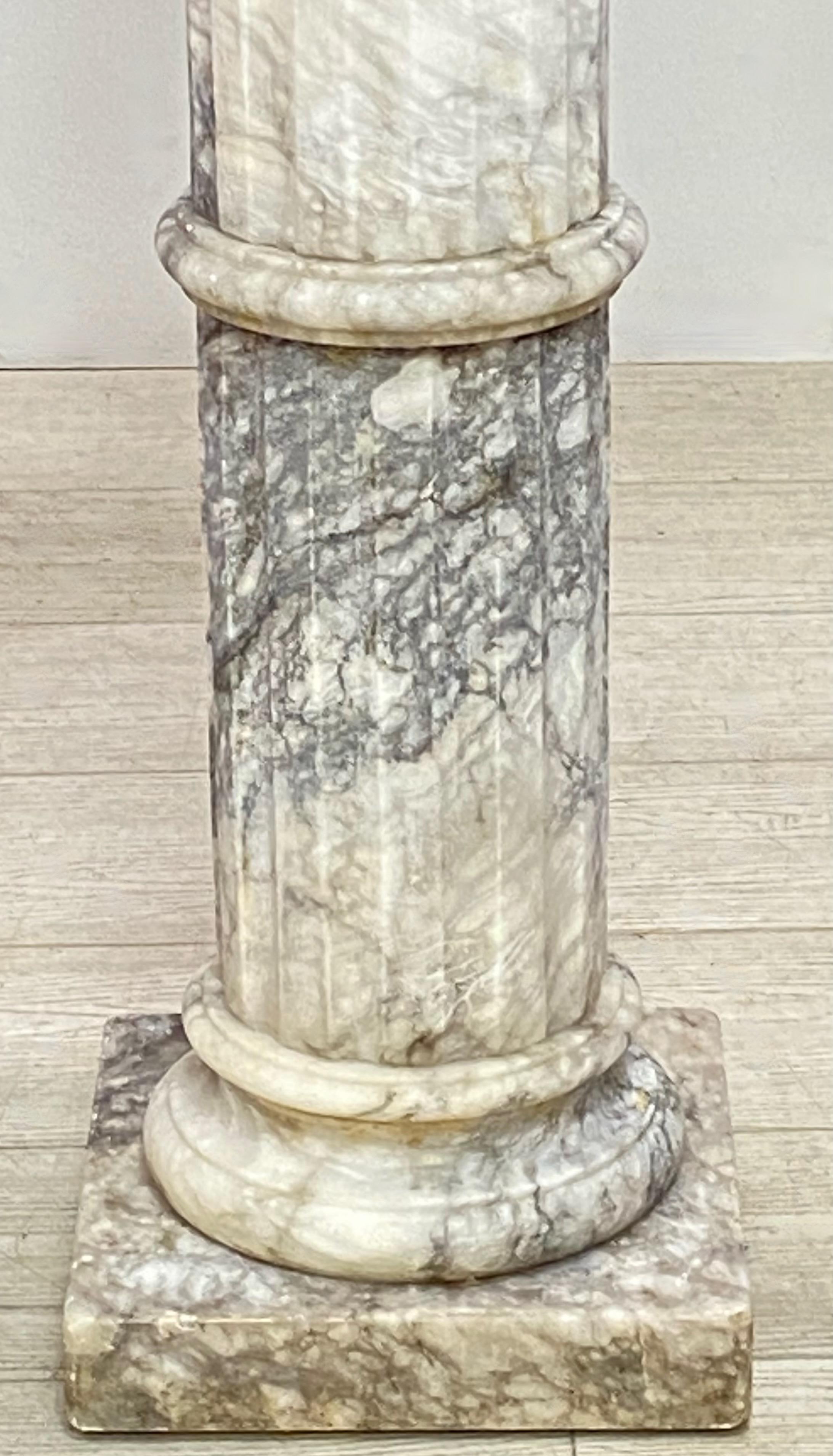 20th Century Italian Carved and Fluted Marble Column Pedestal