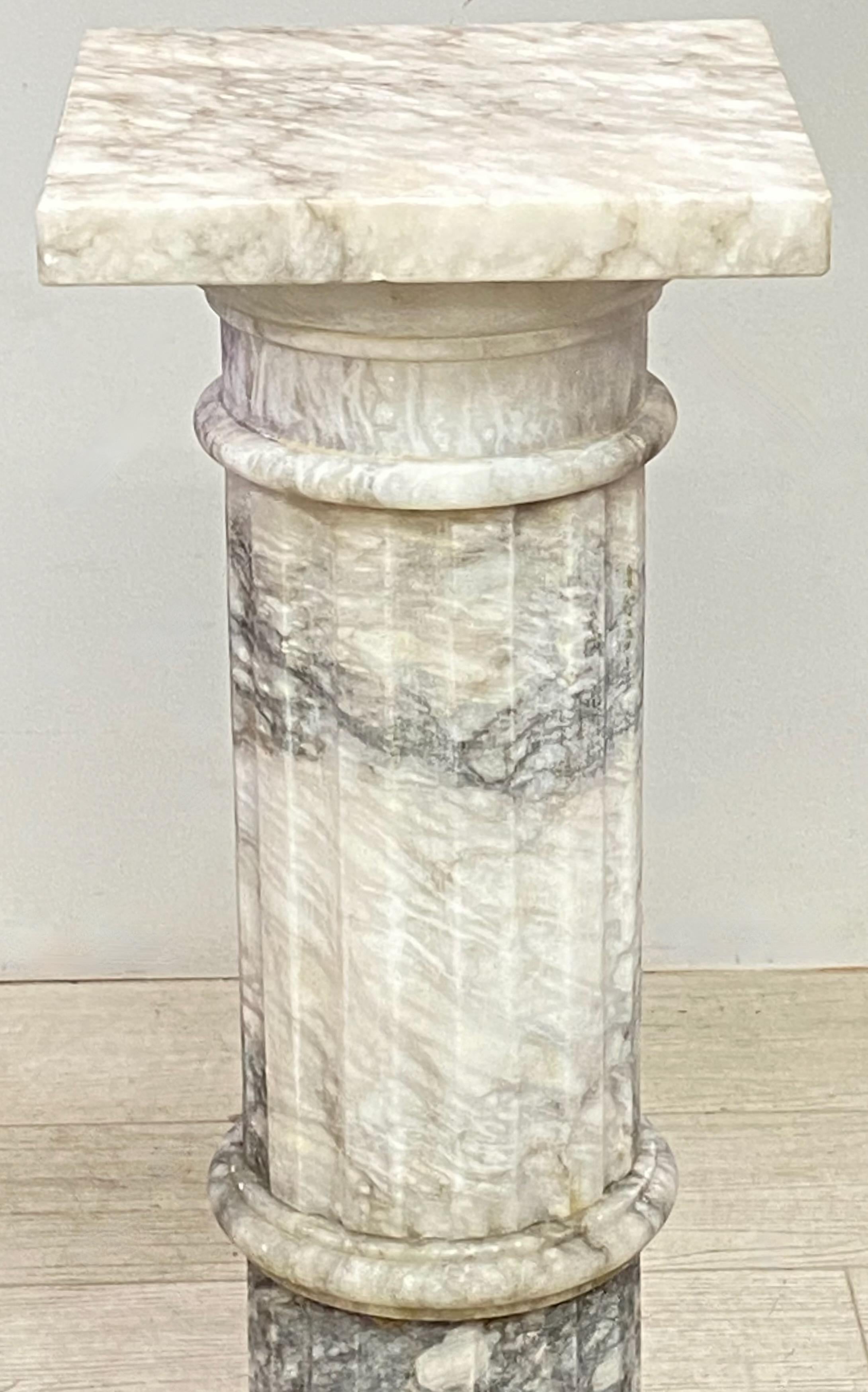 Italian Carved and Fluted Marble Column Pedestal 1