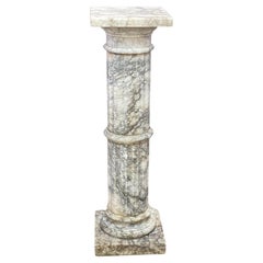 Italian Carved and Fluted Marble Column Pedestal
