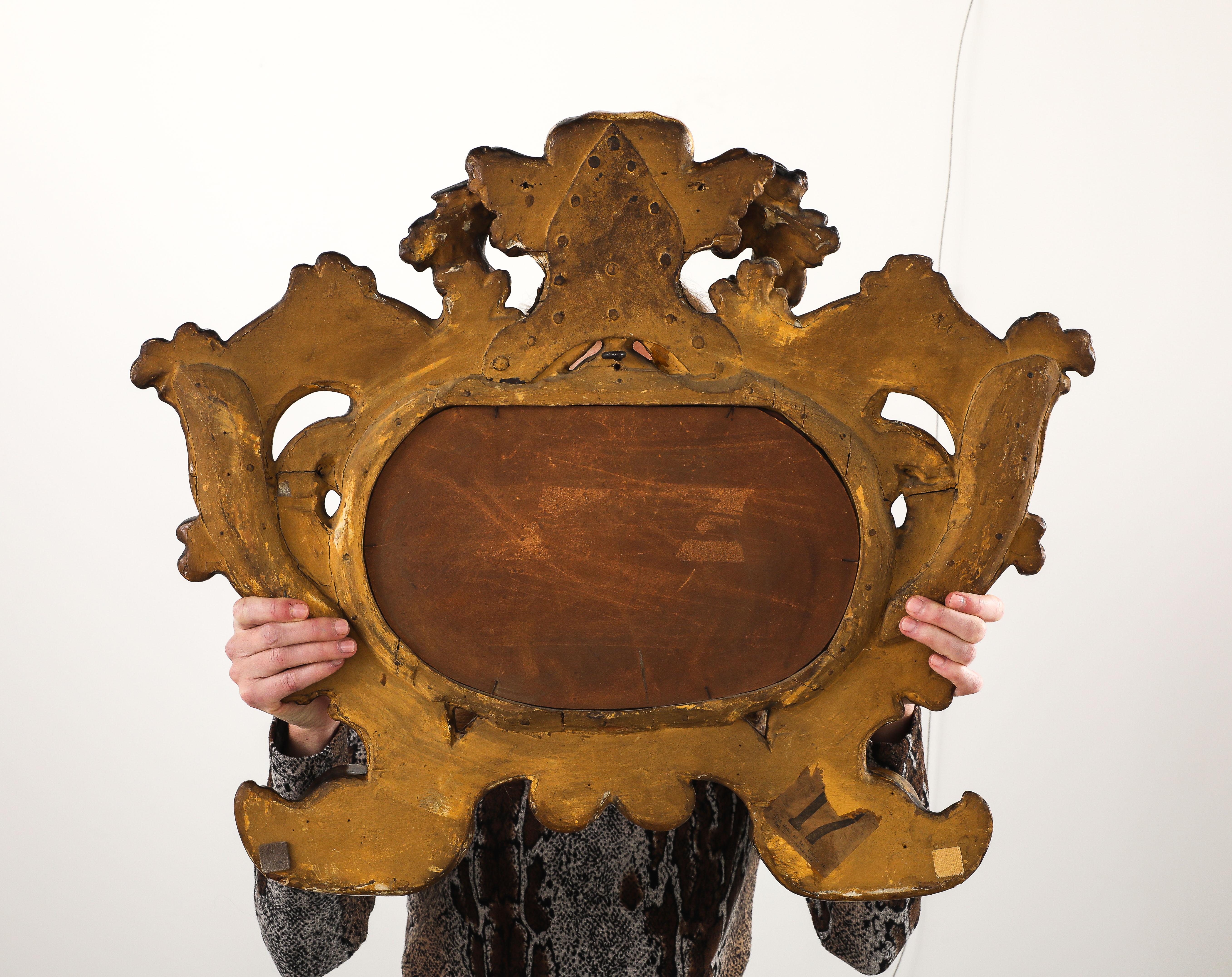 Miroir à cartouche baroque italien sculpté et doré, vers 1680 en vente 2