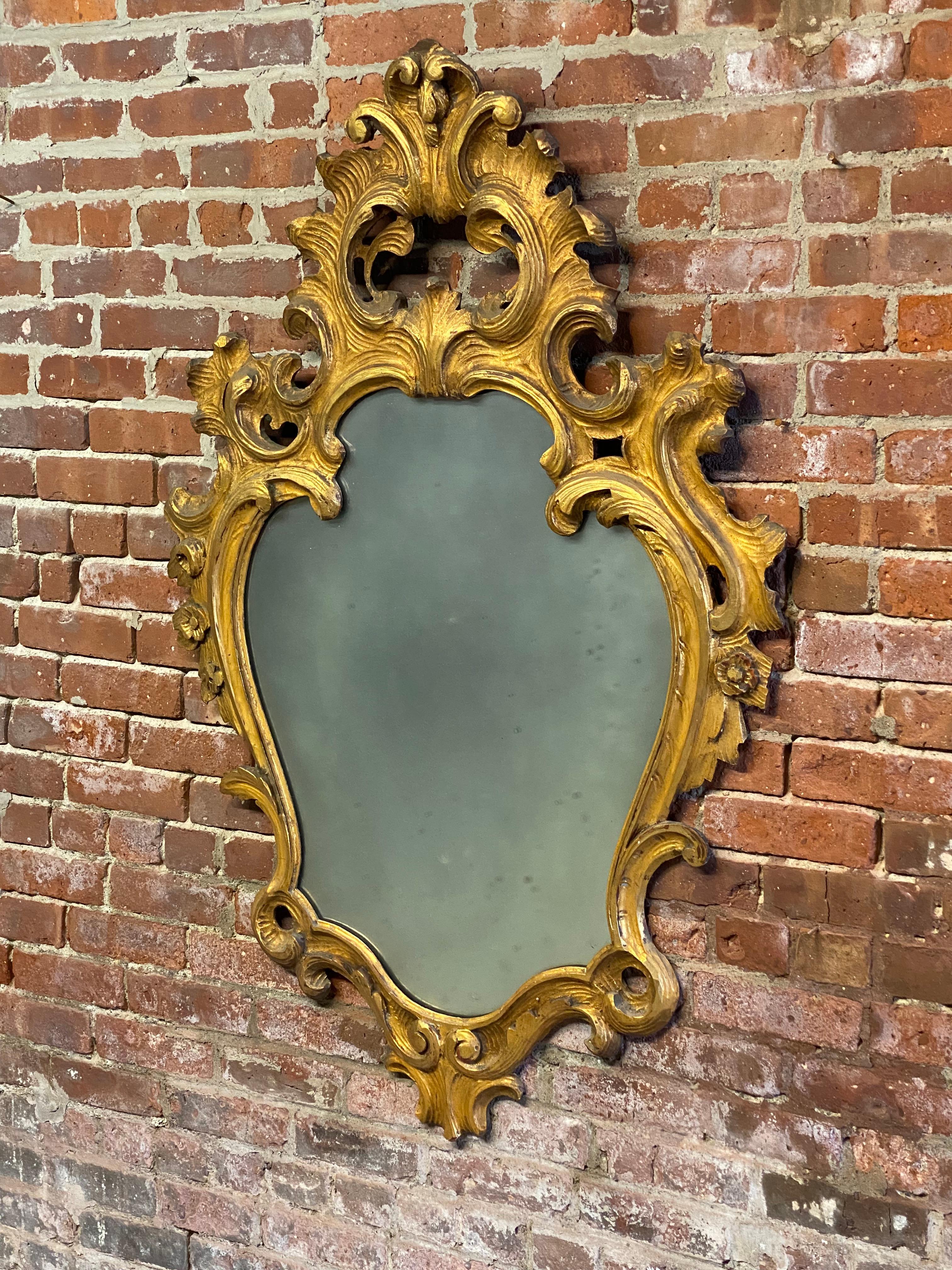Hand-Carved Italian Carved and Gilded Baroque Style Mirror