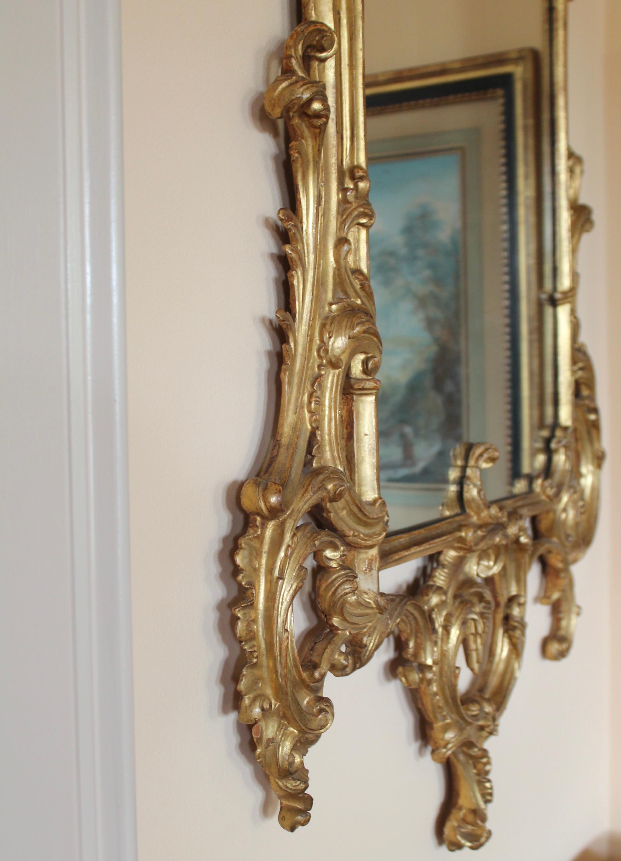 Italian Carved And Gilded Chippendale Rococo Style Mirror For Sale 7
