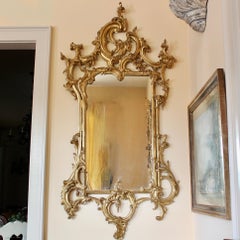 Italian Carved And Gilded Chippendale Rococo Style Mirror
