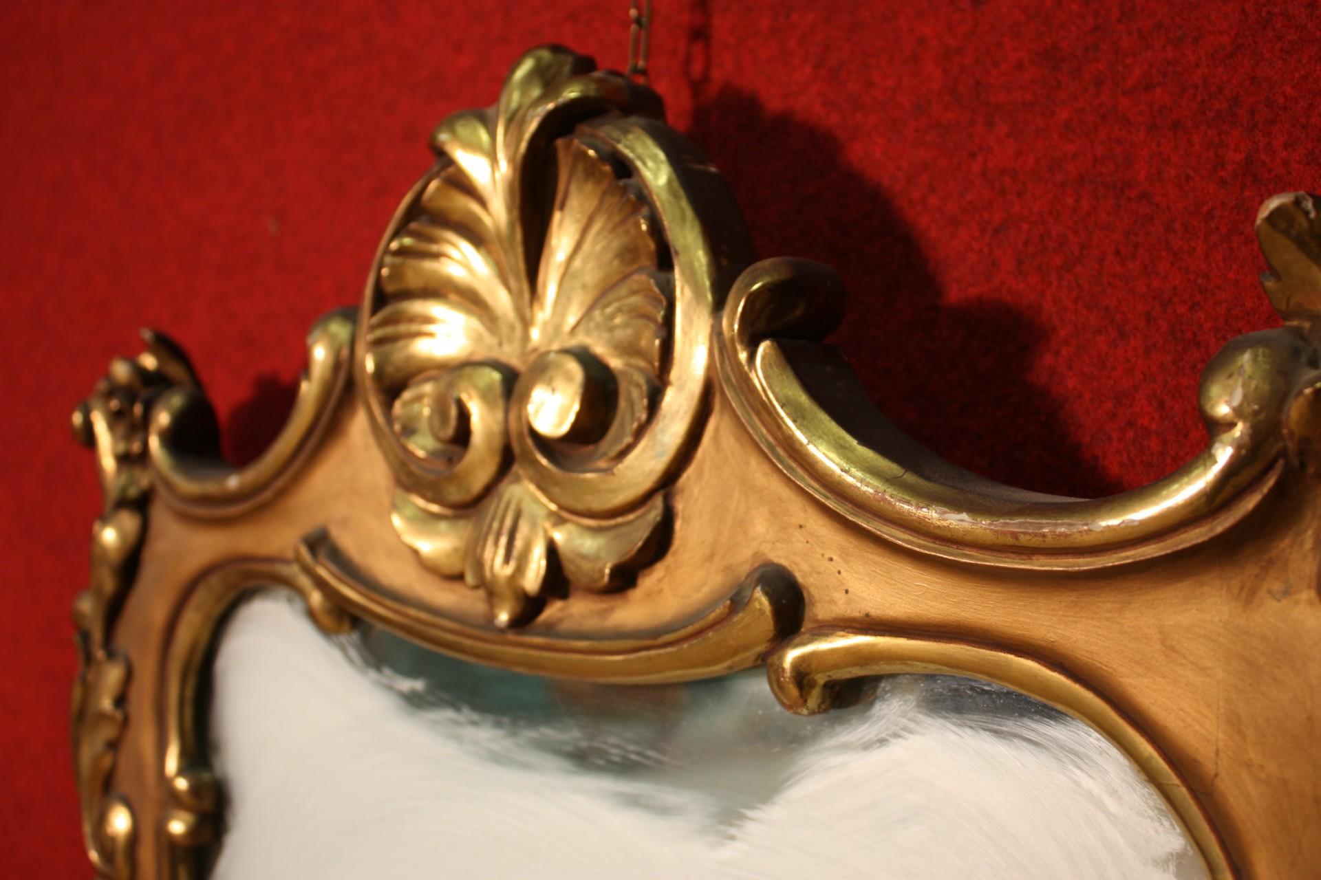 Italian Carved and Gilded Mirror, 20th Century For Sale 9