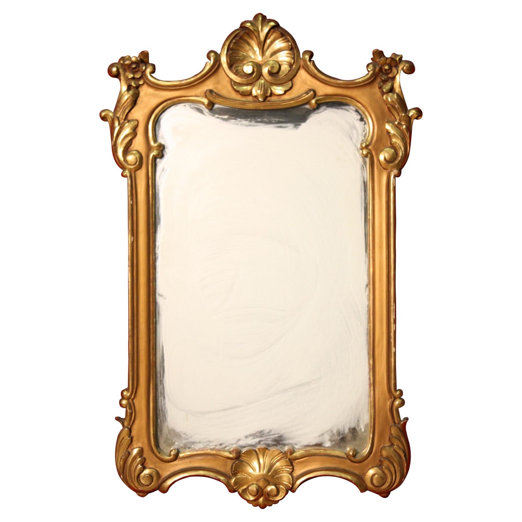 Italian Carved and Gilded Mirror, 20th Century For Sale