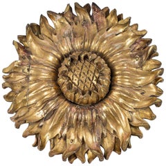 Italian Carved and Gilded Sunflower Sculpture - Ceiling Rosette