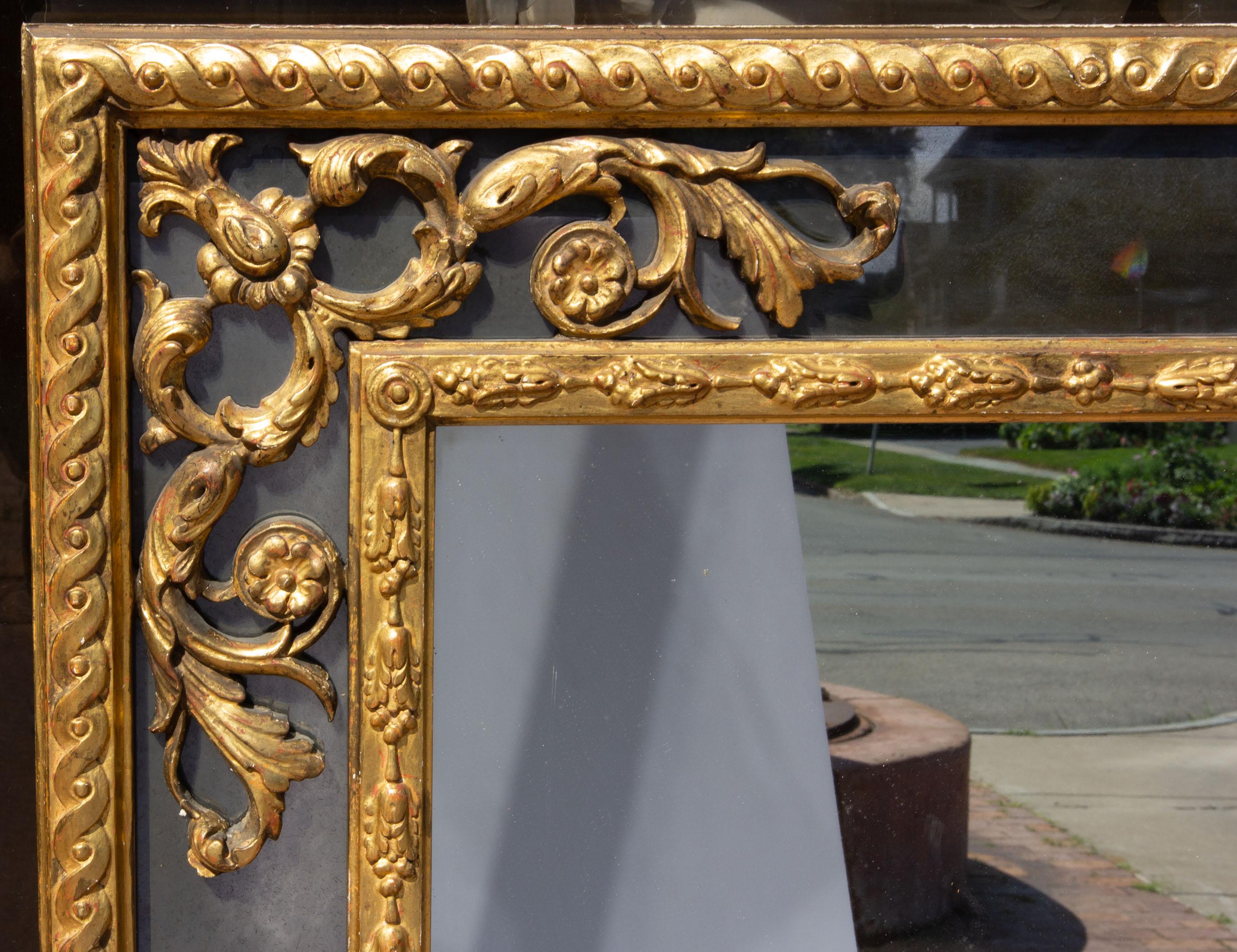 Neoclassical Revival Italian Carved and Gilt Tall Console Mirror For Sale