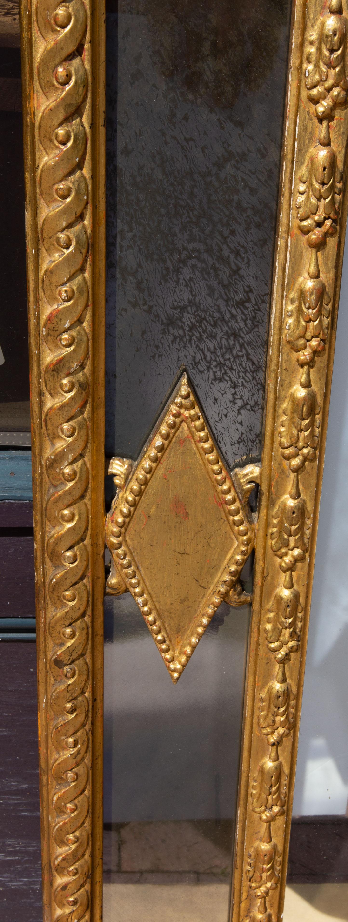 20th Century Italian Carved and Gilt Tall Console Mirror For Sale