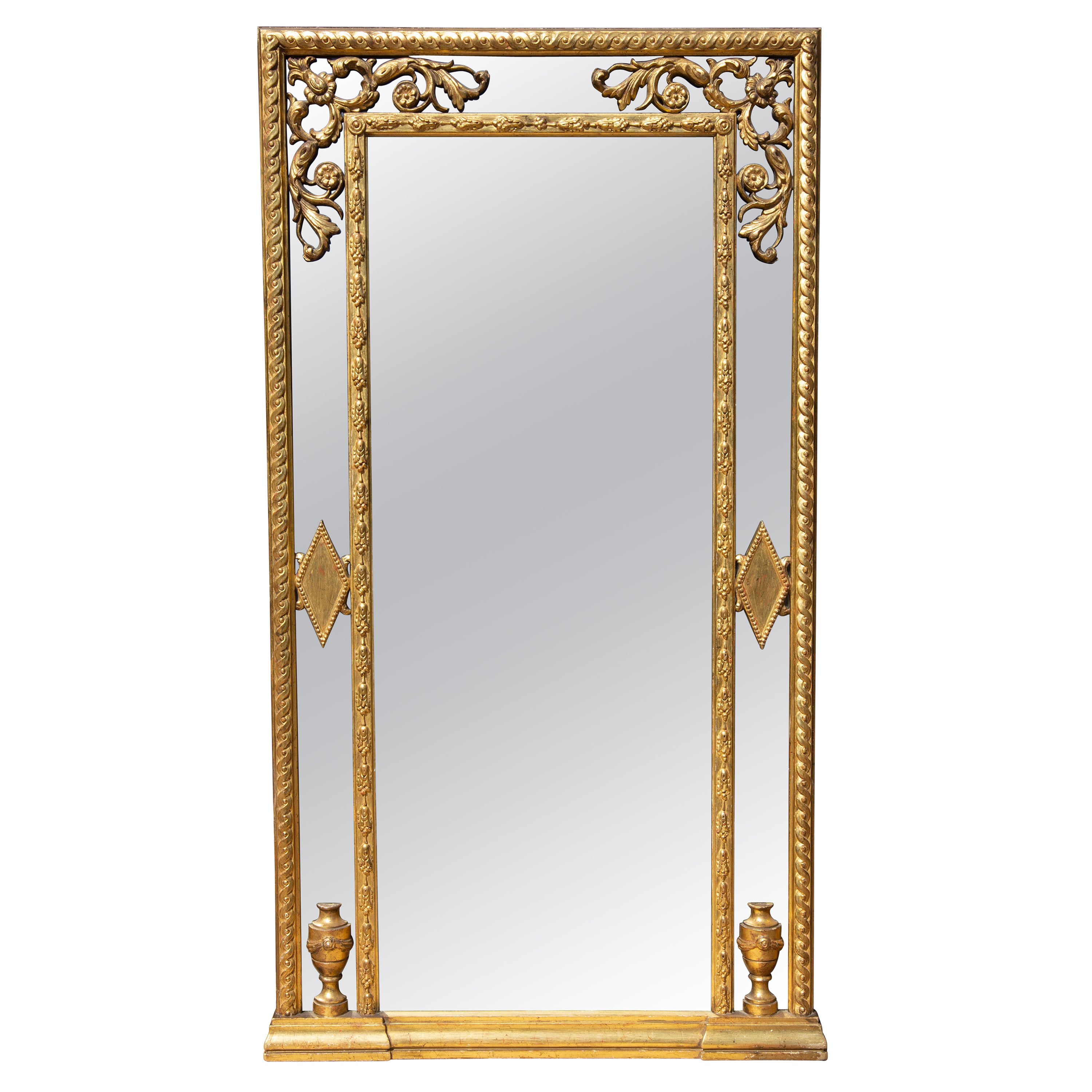 Italian Carved and Gilt Tall Console Mirror