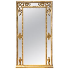 Italian Carved and Gilt Tall Console Mirror