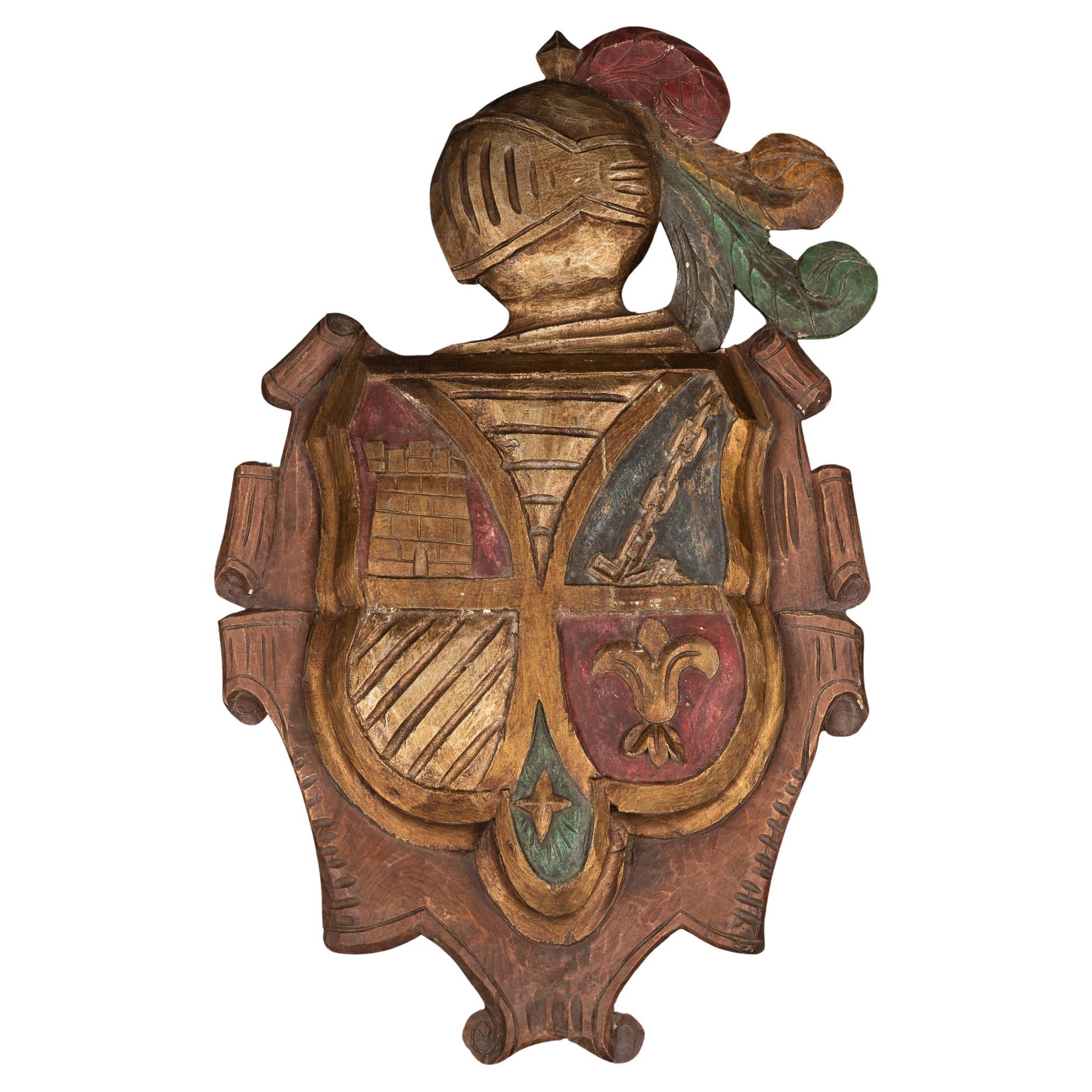 Italian Carved and Painted Armorial Coat of Arms at Profile