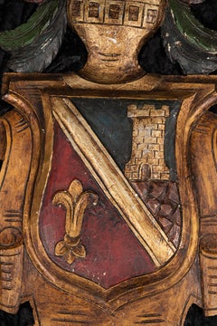 Italian Carved and Painted Armorial Coat of Arms