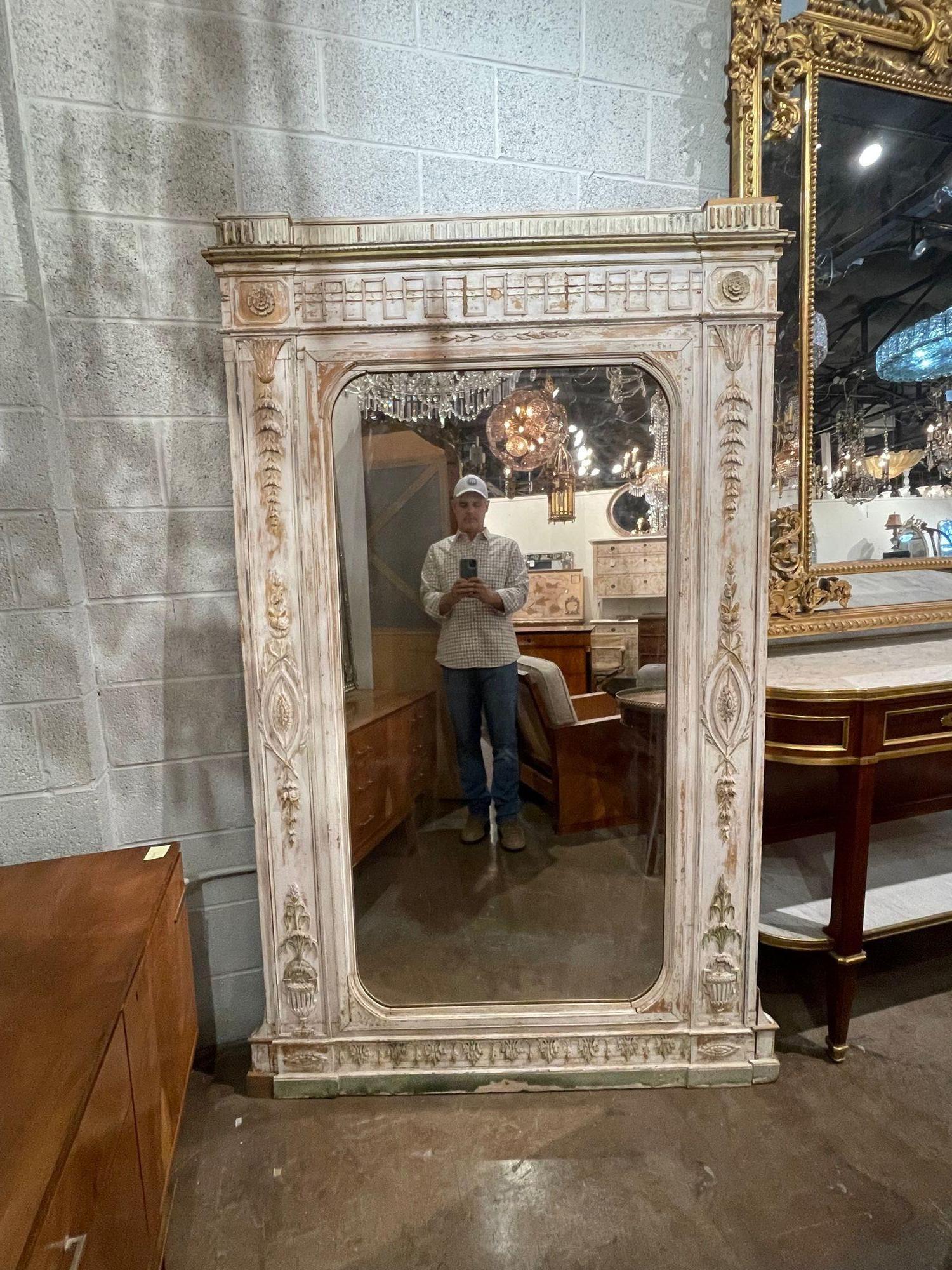 Italian Carved and Painted Neo-Classical Mirror For Sale 4