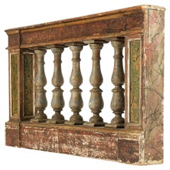 Italian Carved and Painted Wood Balustrade