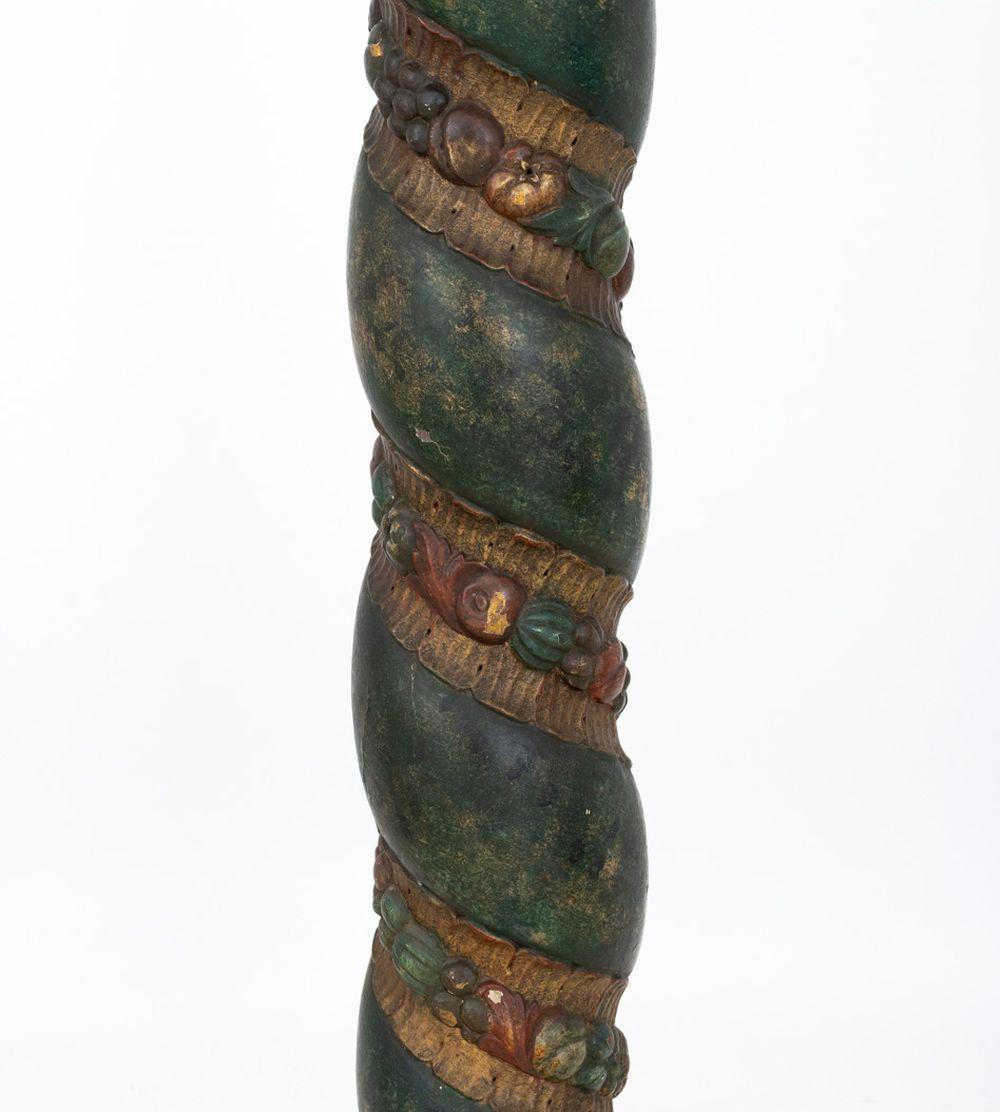 Italian Carved and Painted Wood Solomonic Column For Sale 1