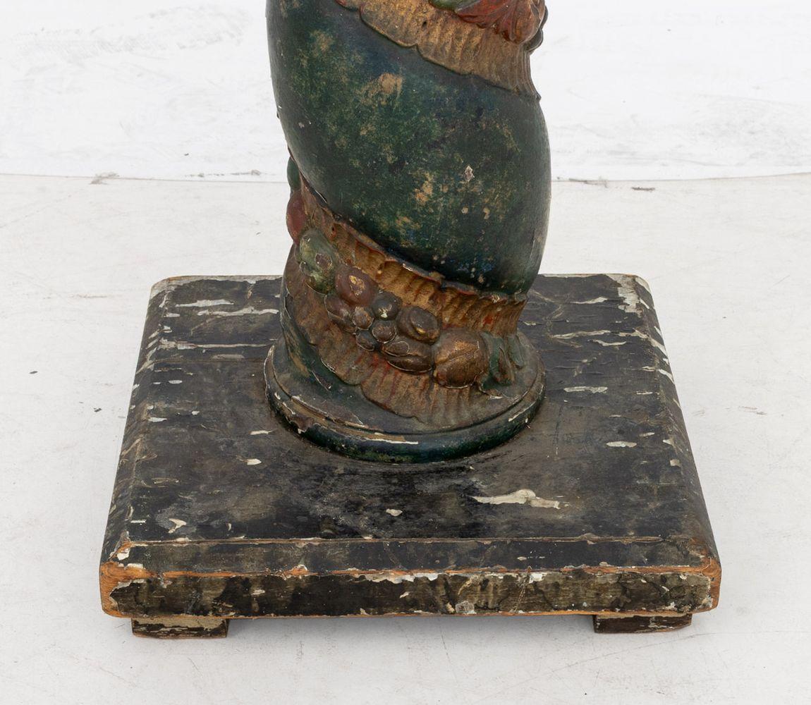 Italian Carved and Painted Wood Solomonic Column For Sale 2