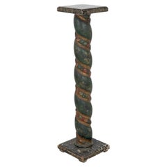 Italian Carved and Painted Wood Solomonic Column