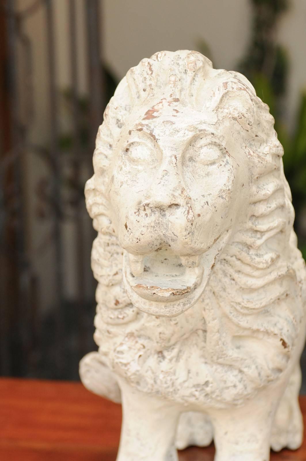 Italian Carved and Painted Wooden Sculpture of a Lion from the Early 1800s For Sale 6