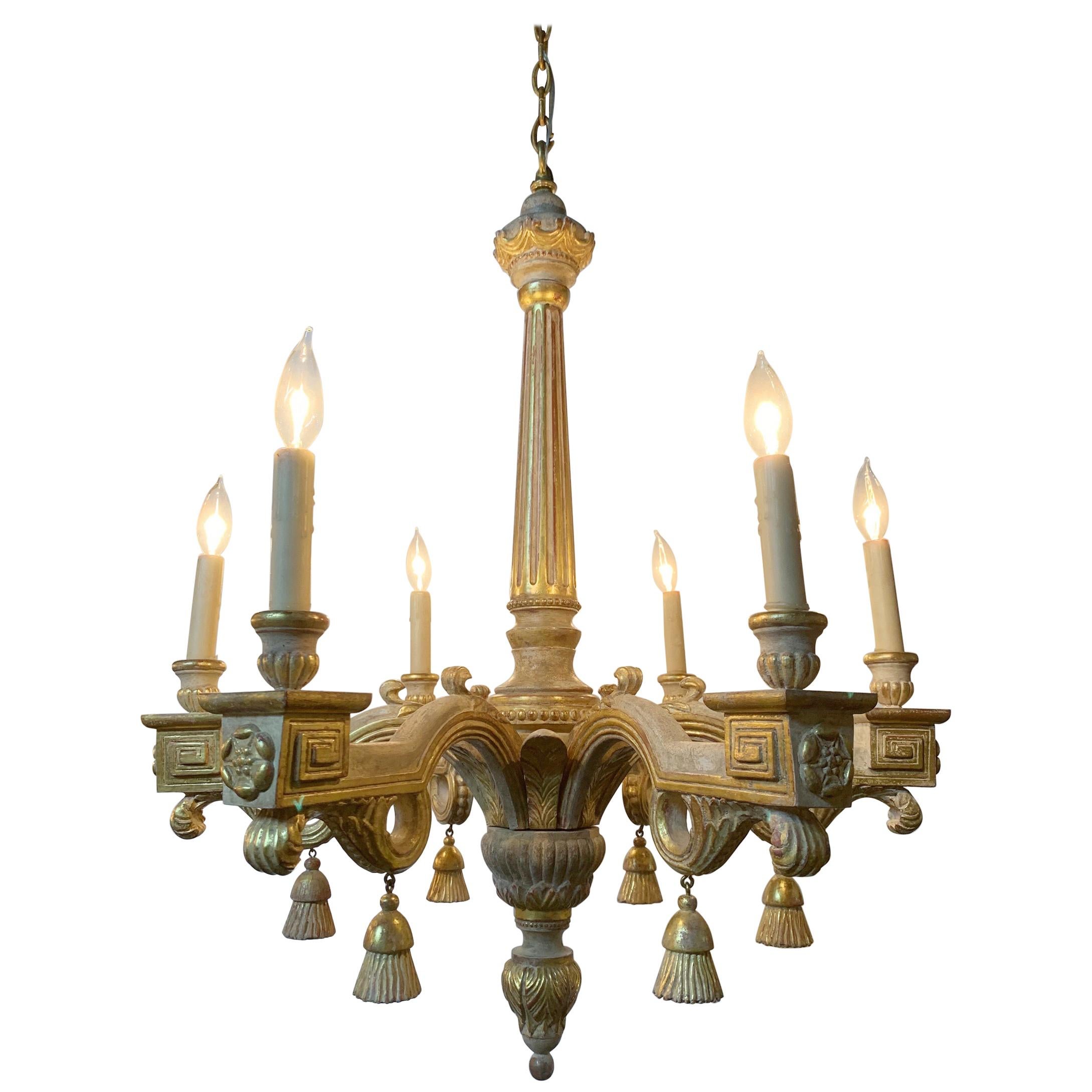 Italian Carved and Parcel Gilt Chandelier