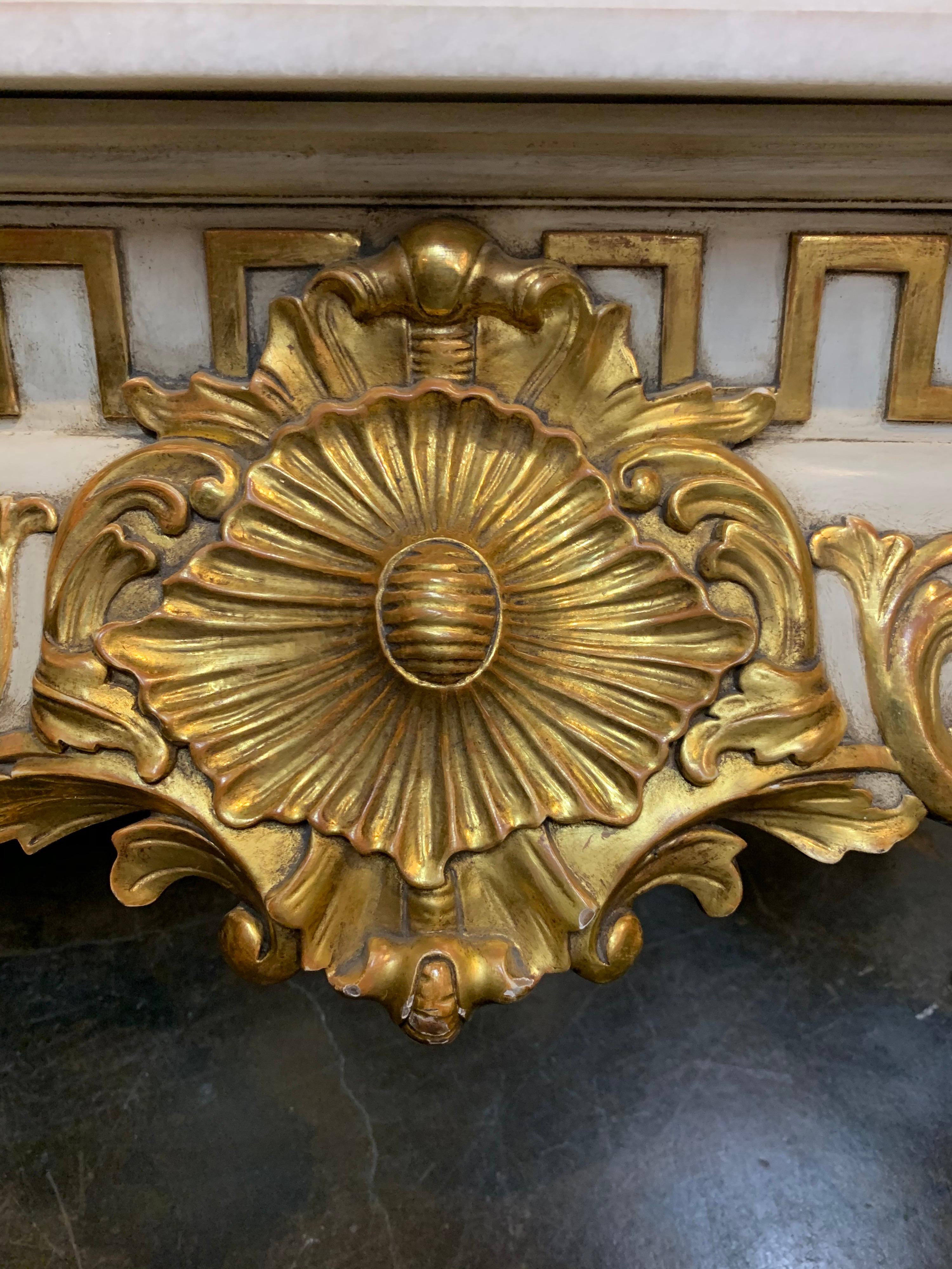 Italian Carved and Parcel-Gilt Console with Specimen Marble Top 2