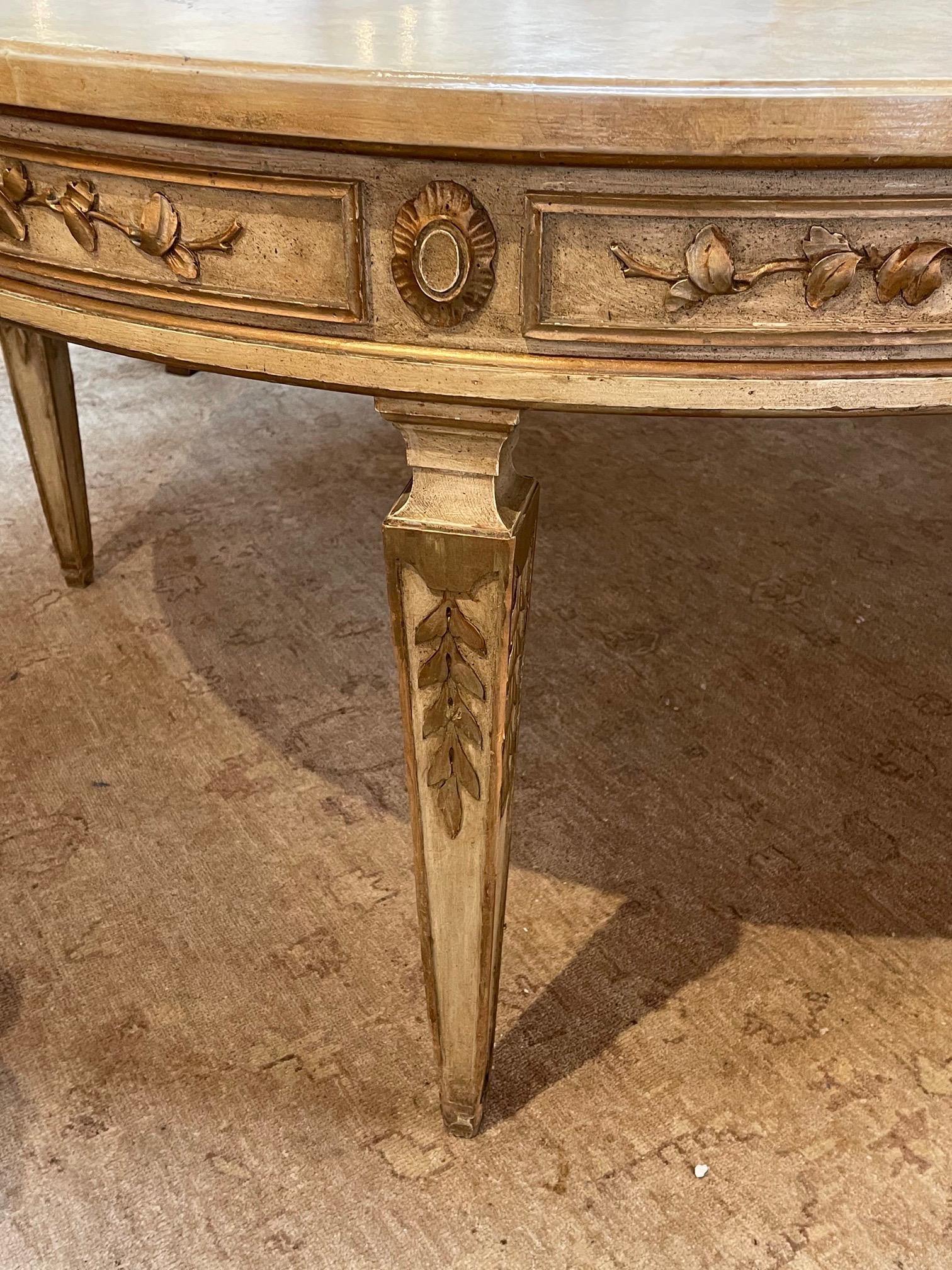 20th Century Italian Carved and Parcel Gilt Neoclassical Dining Table