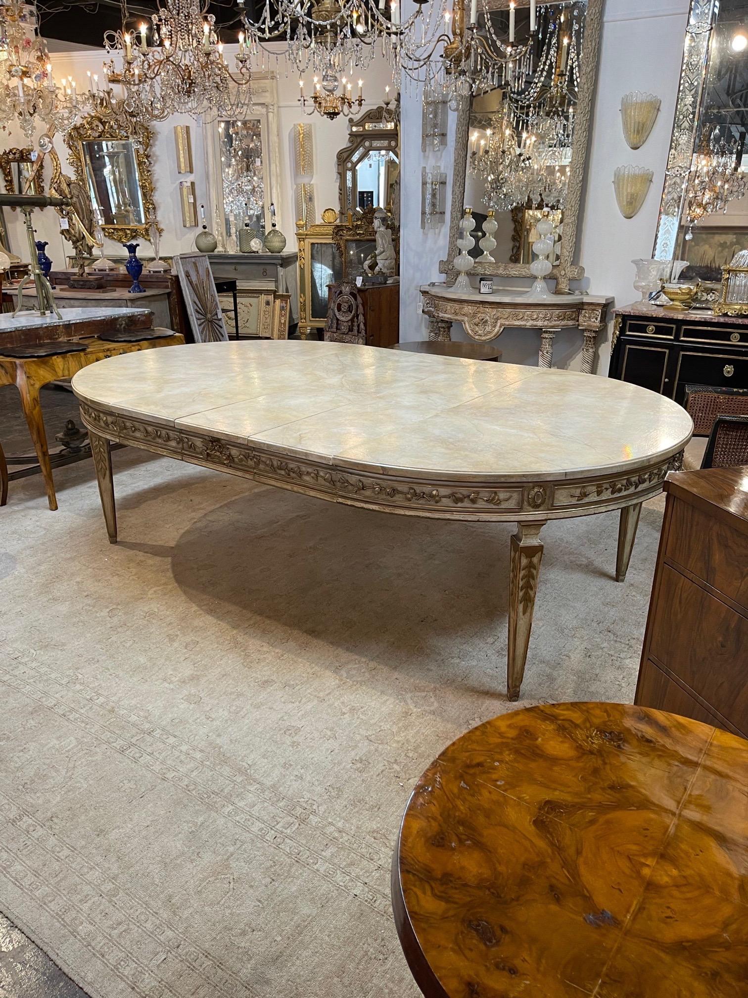 Italian Carved and Parcel Gilt Neoclassical Dining Table 3