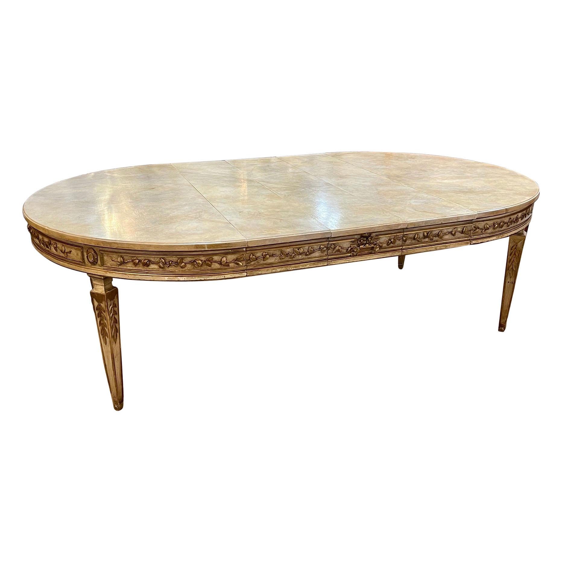 Italian Carved and Parcel Gilt Neoclassical Dining Table