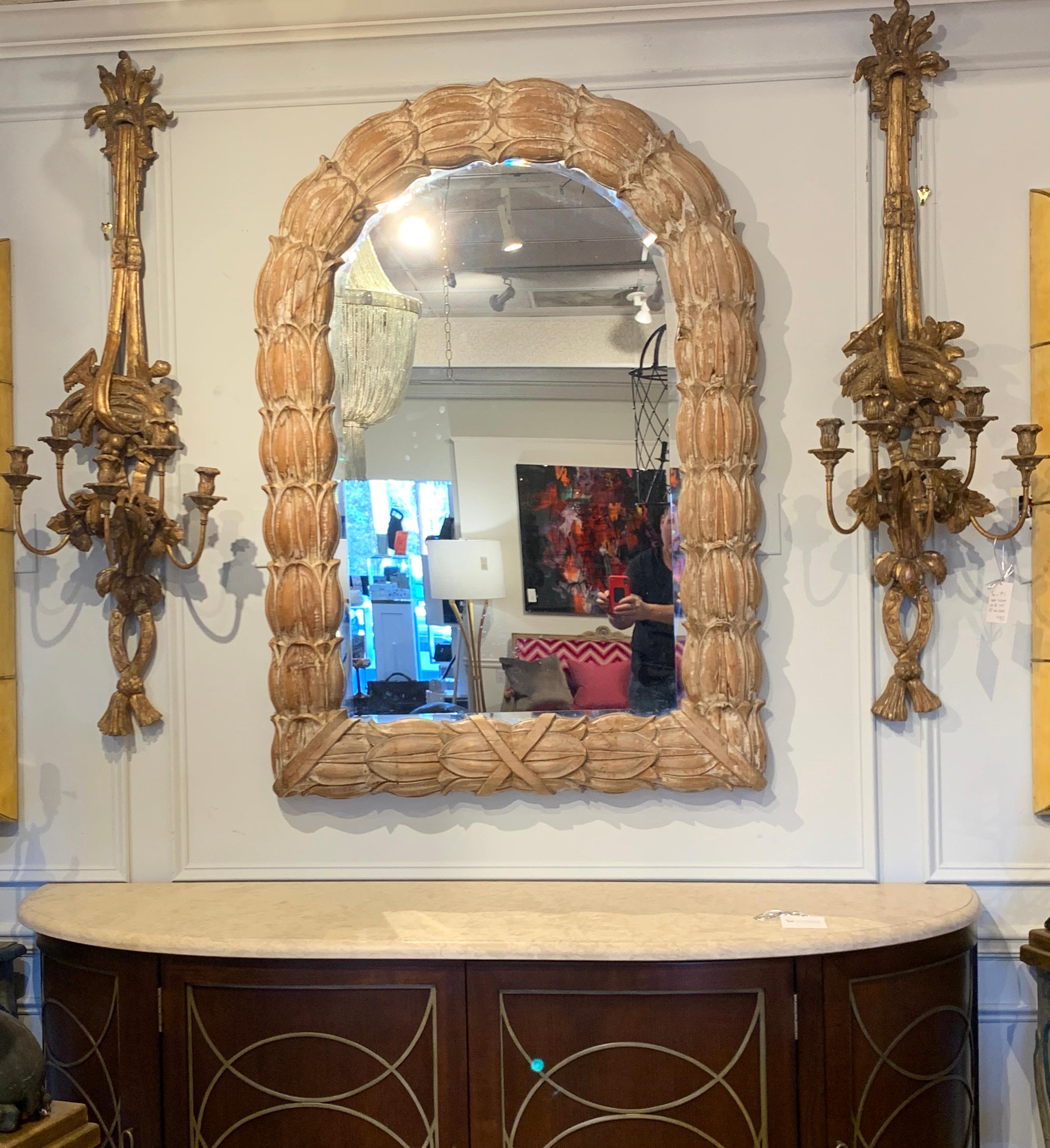 Italian Carved and Polychromed Neoclassical Mirror For Sale 3