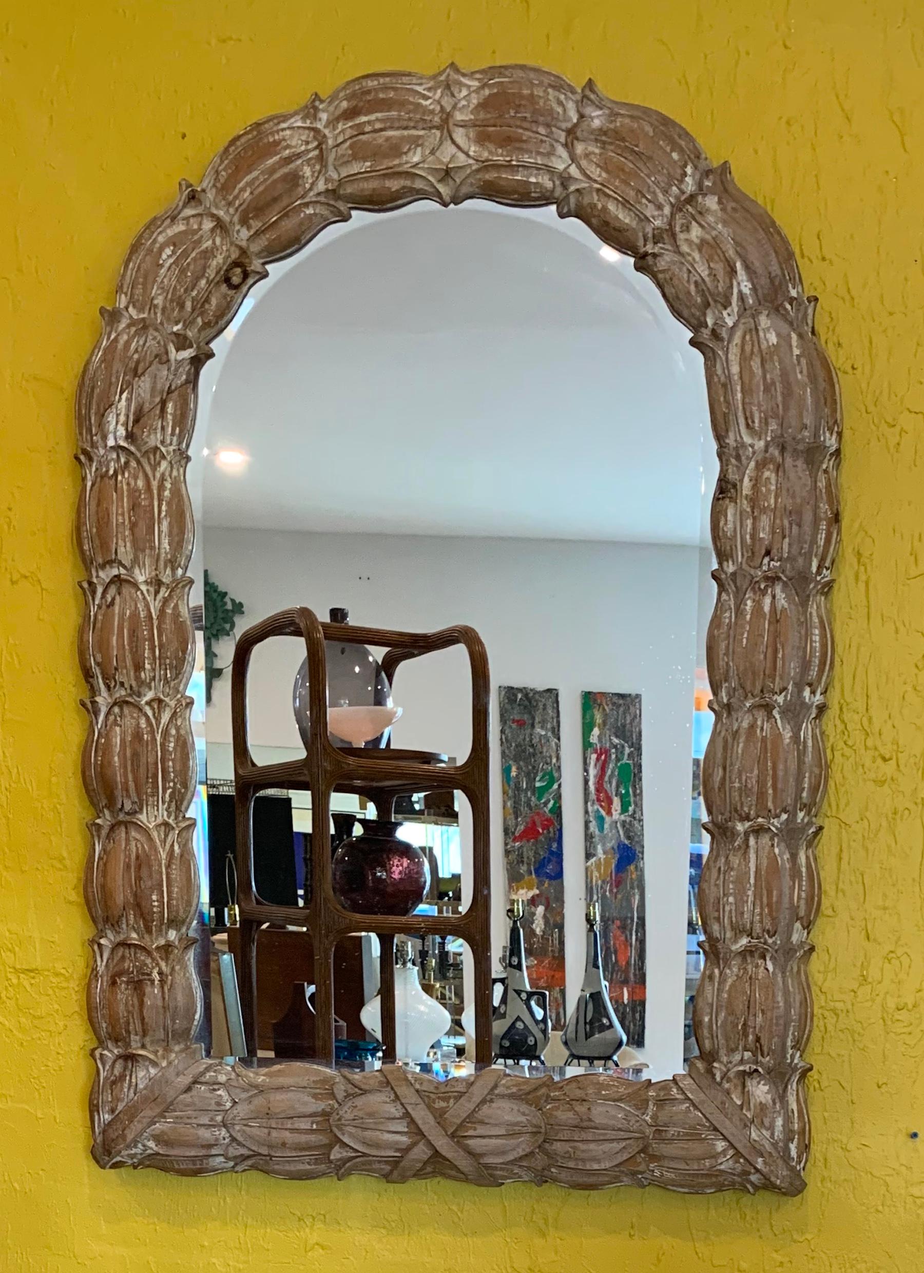 Italian Carved and Polychromed Neoclassical Mirror For Sale 4