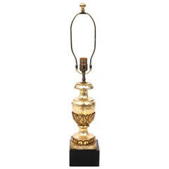 Italian Carved and Silver Gilt Urn Finial Table Lamp