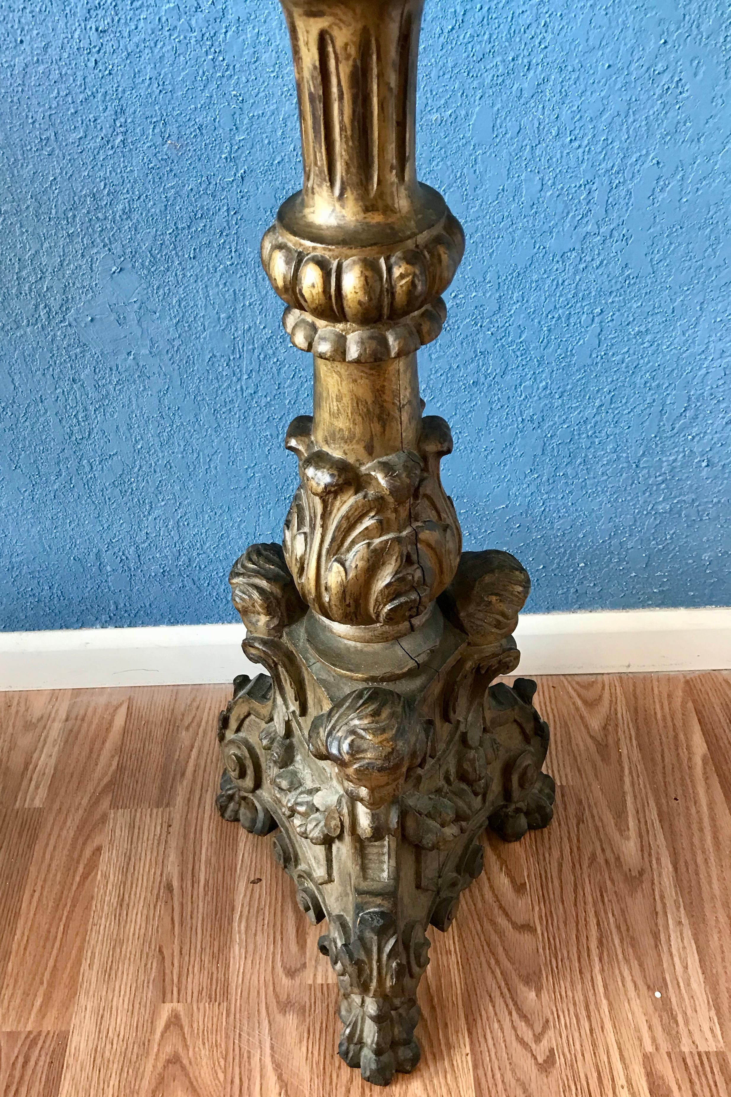 Italian Carved Baroque Floor Lamp In Good Condition In West Palm Beach, FL