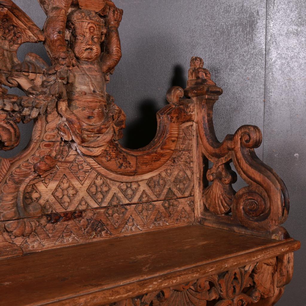 Pine Italian Carved Bench