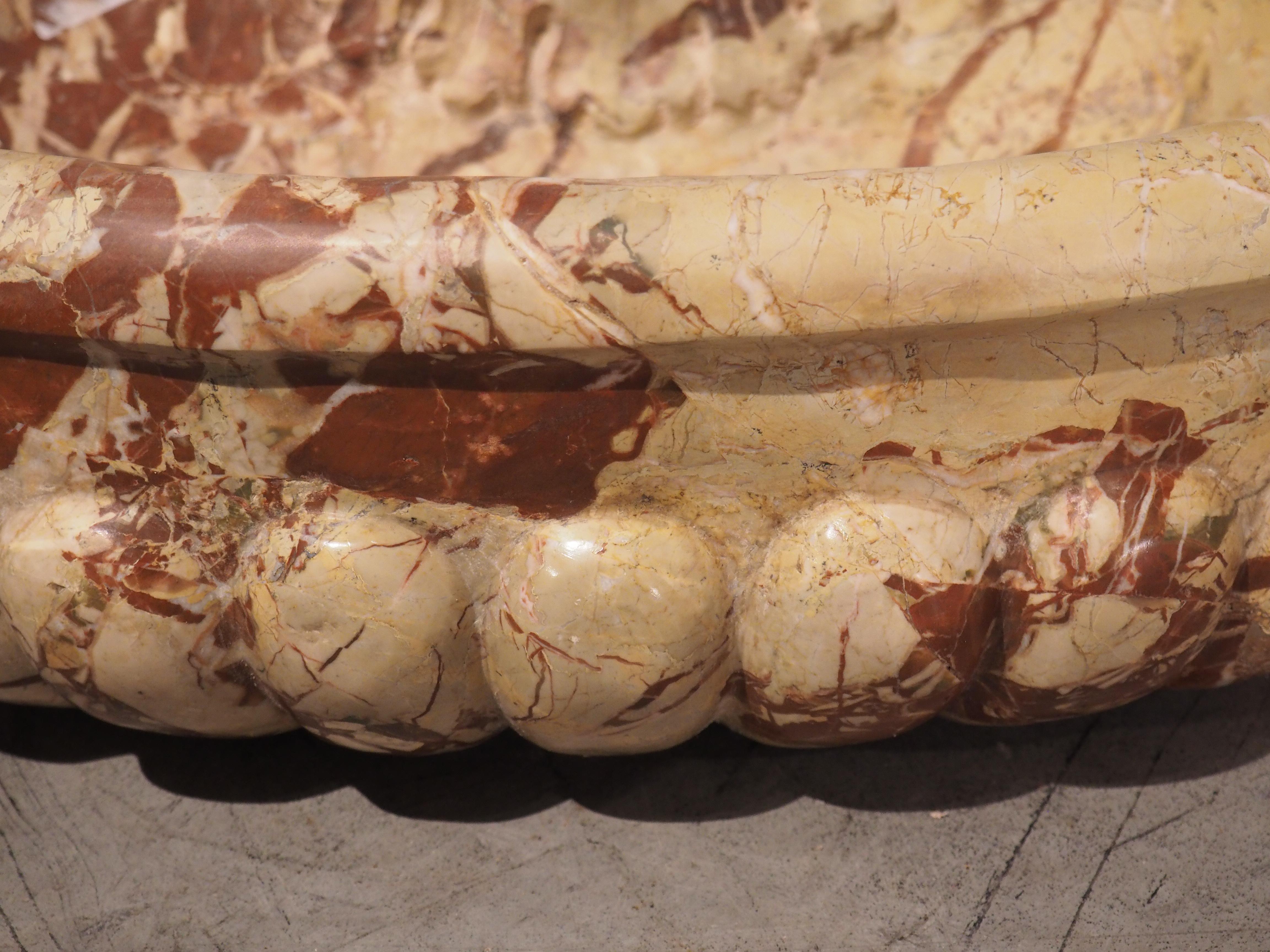 Italian Carved Breccia Pontificha Lobed Marble Sink In Good Condition In Dallas, TX