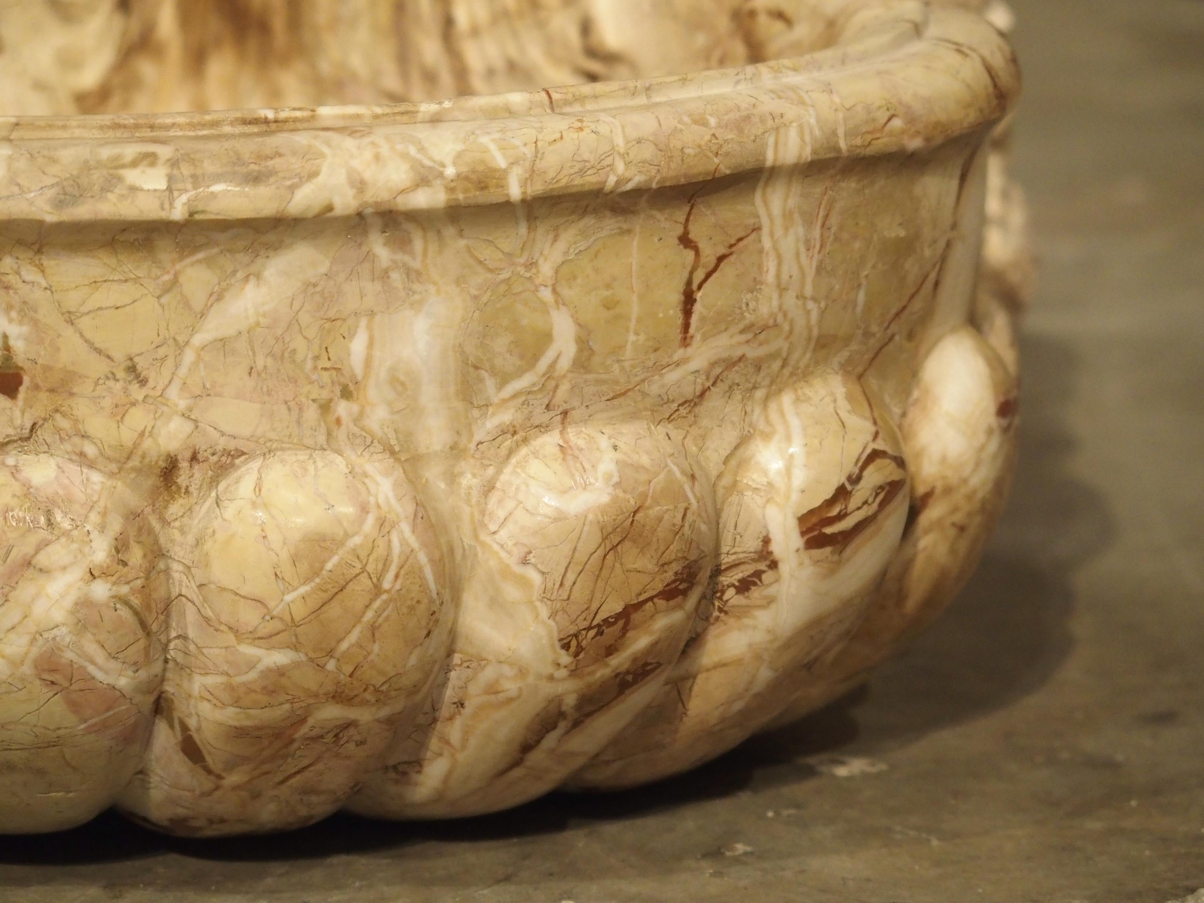 Italian Carved Breccia Pontificha Marble Sink 1