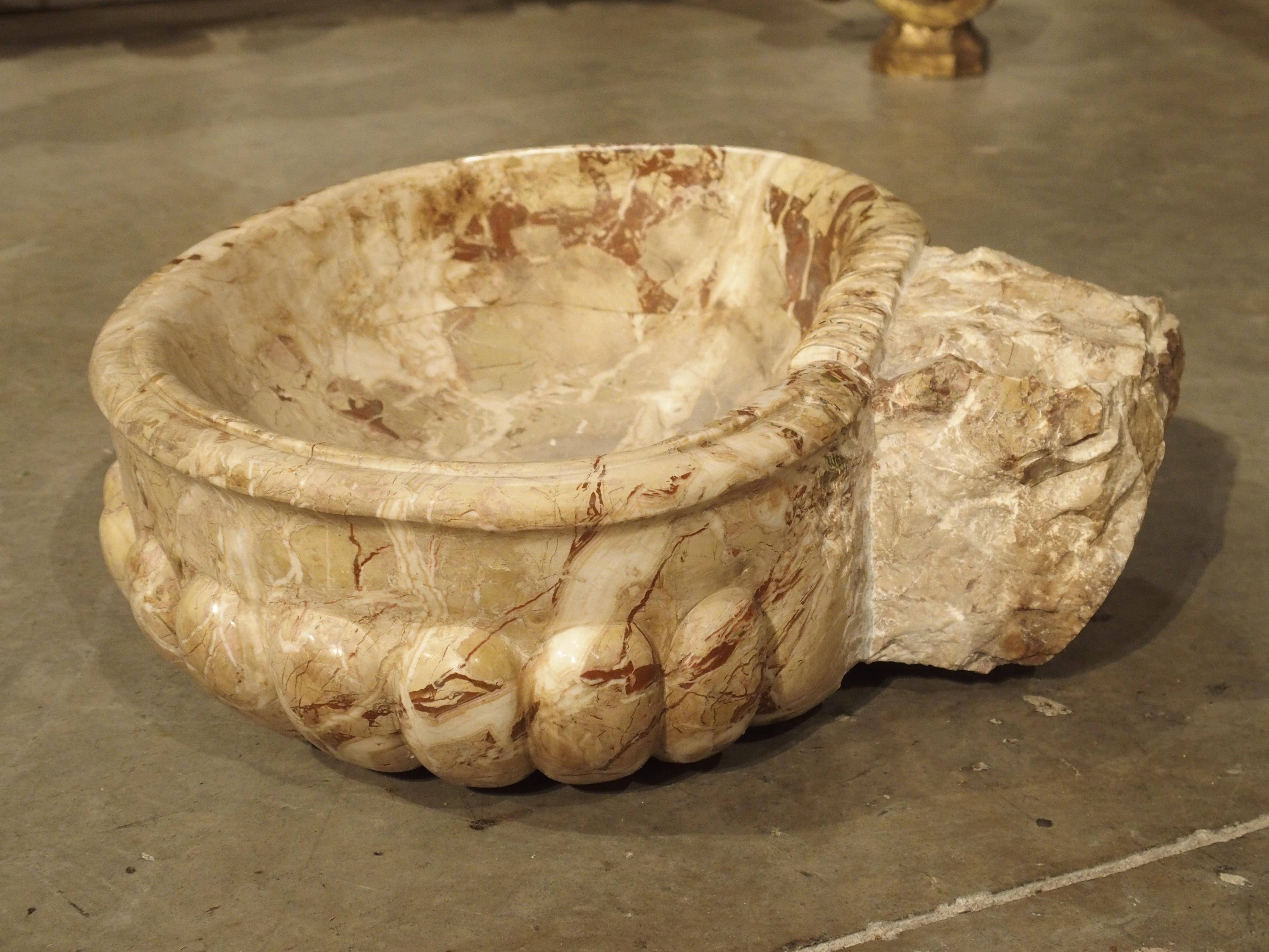 Italian Carved Breccia Pontificha Marble Sink 2