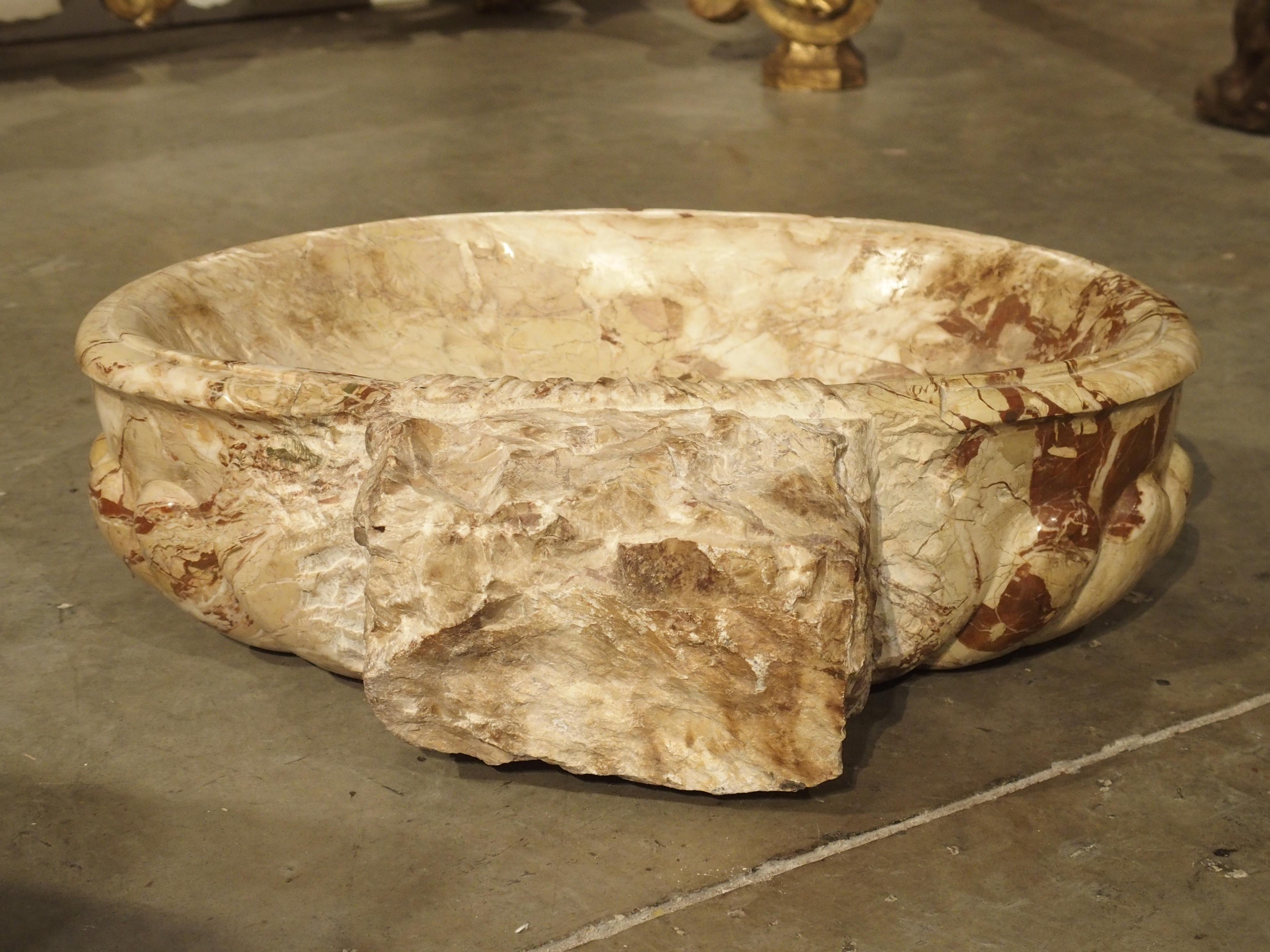 Italian Carved Breccia Pontificha Marble Sink 3