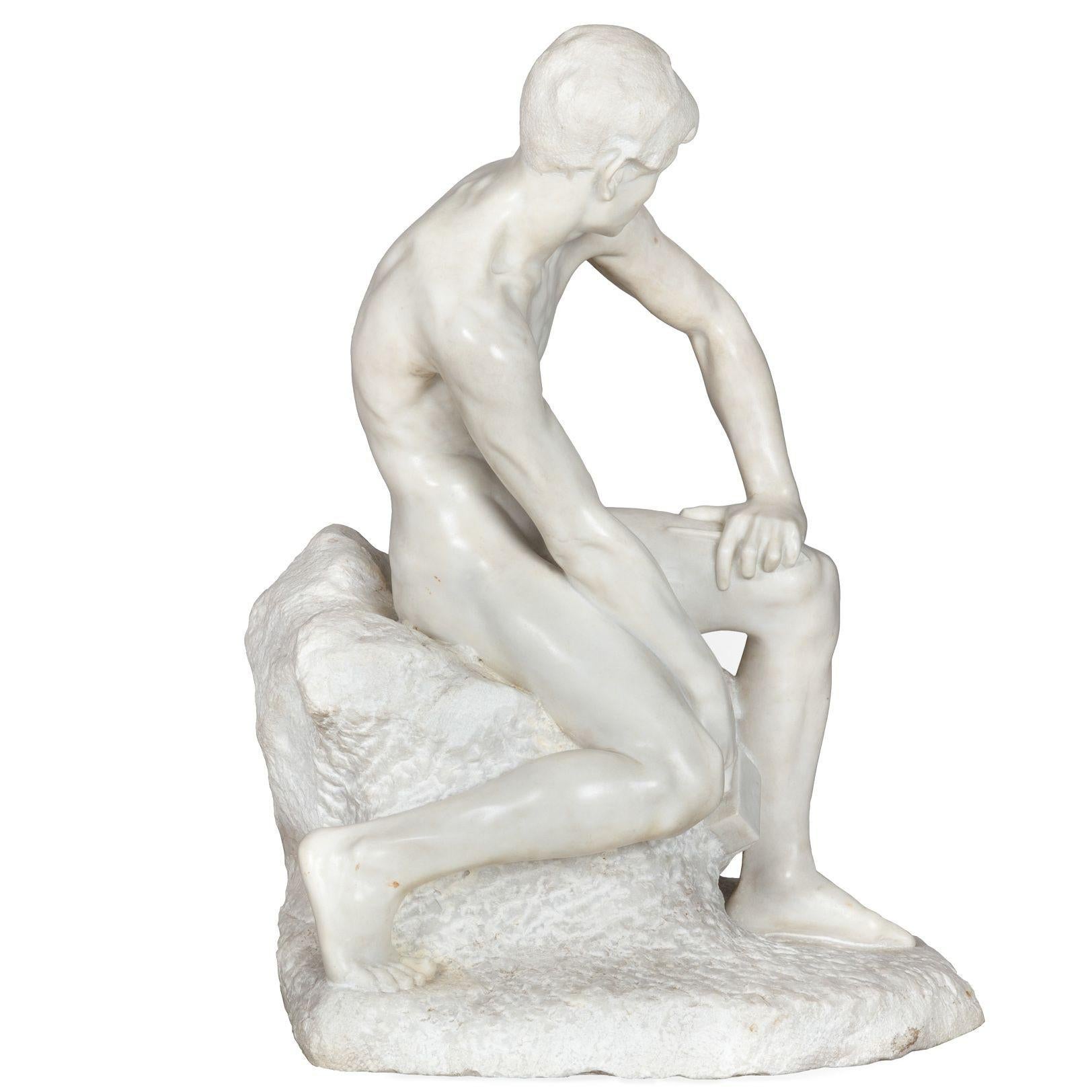 WORKSHOP OF BARSANTI
Italy, 20th century

A Young Stone Carver

Carrara marble  signed to the back by Barsanti, Pietrasanta  circa first half of the 20th century

Item # 304QGS30Q 

A powerful study of a young stone-carver, he rests against the