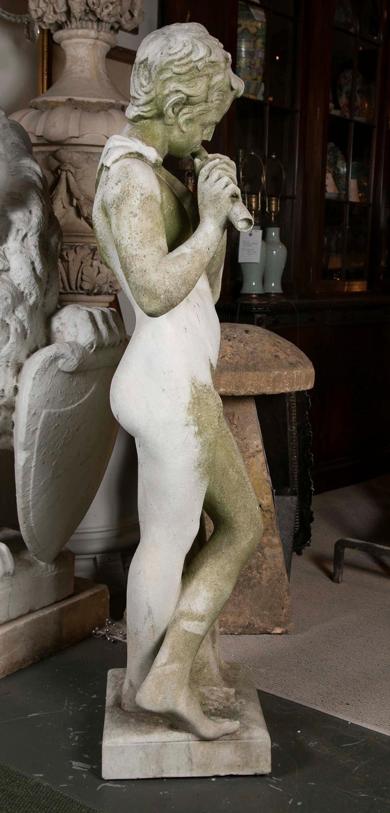Italian Carved Carrera Marble Sculpture of a Boy at 1stDibs