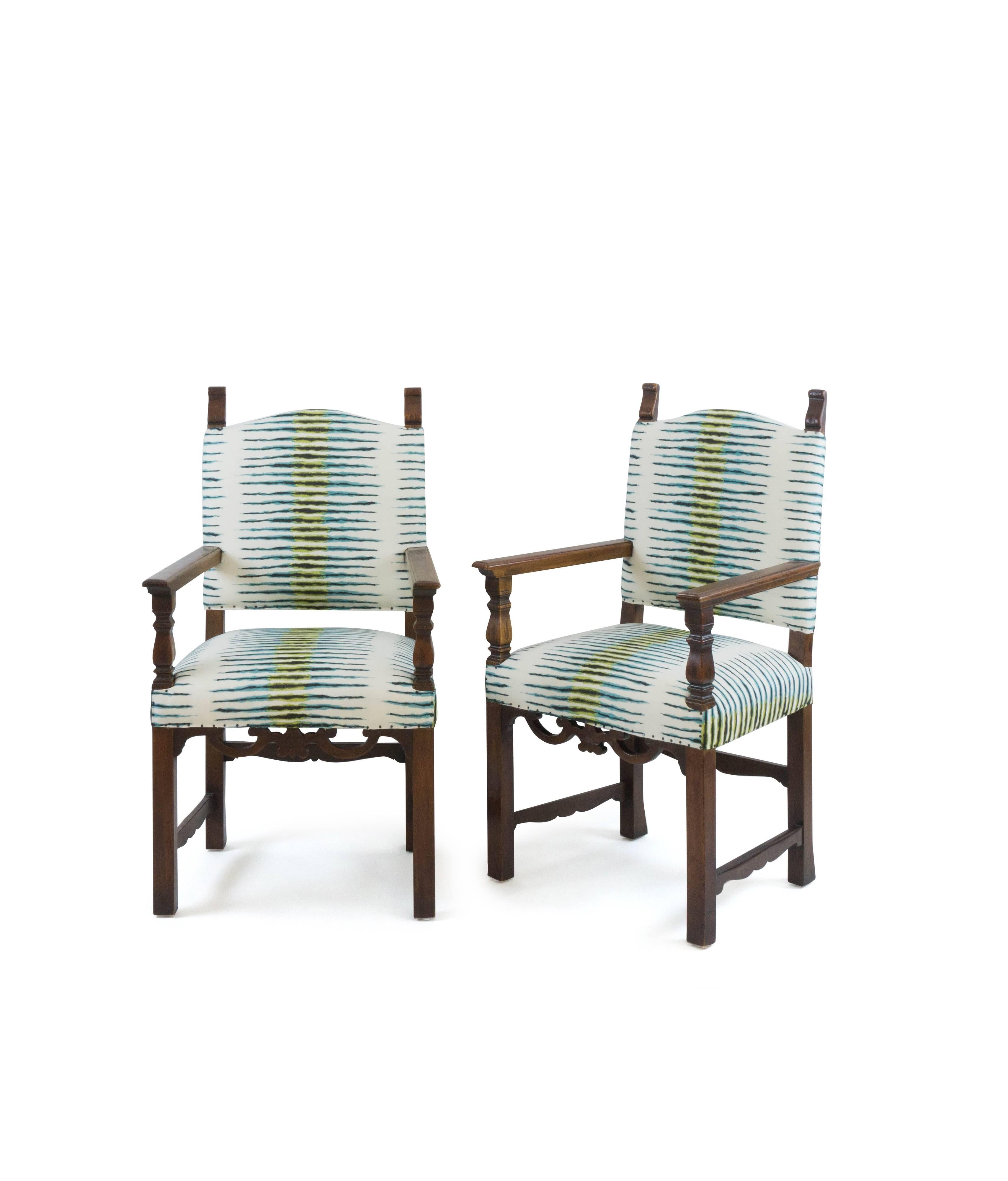 Stained Italian Carved Chairs (Pair)