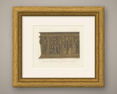 Italian Carved Chest, Certosa di Pavia, Antique Print, 1851